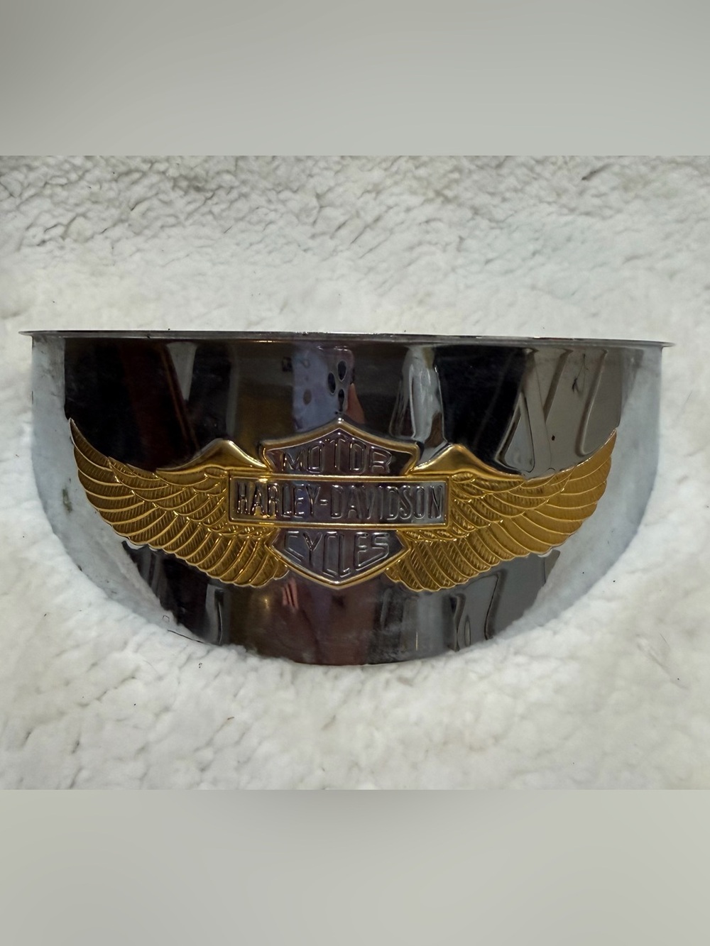 Harley-Davidson Eagle Wing Headlamp Chrome-plated Wrap Around Visor w/Gold